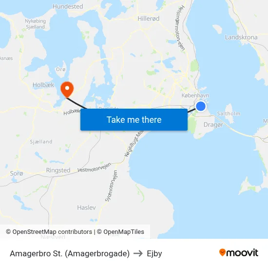 Amagerbro St. (Amagerbrogade) to Ejby map