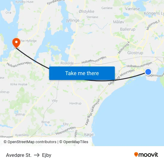 Avedøre St. to Ejby map