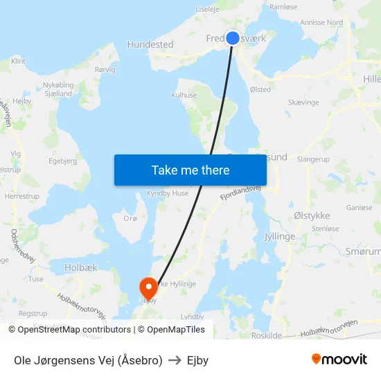 Ole Jørgensens Vej (Åsebro) to Ejby map