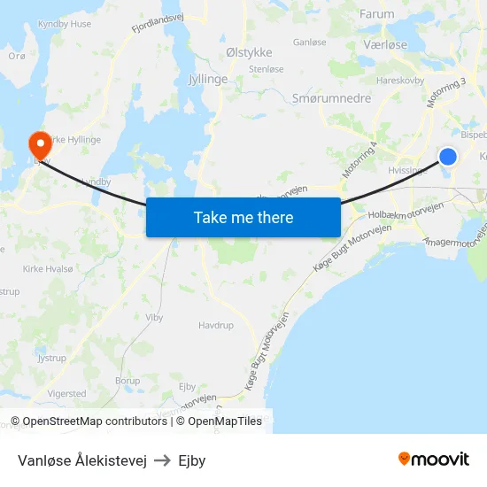 Vanløse Ålekistevej to Ejby map