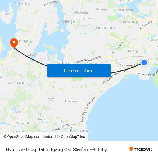 Hvidovre Hospital Indgang Øst Sløjfen to Ejby map