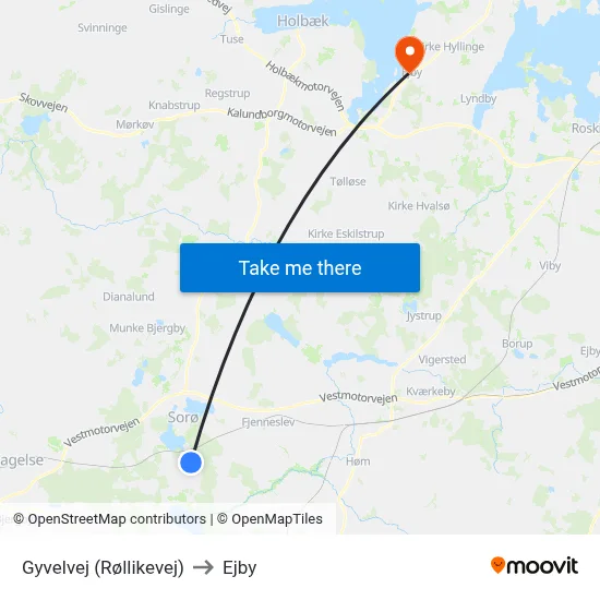 Gyvelvej (Røllikevej) to Ejby map