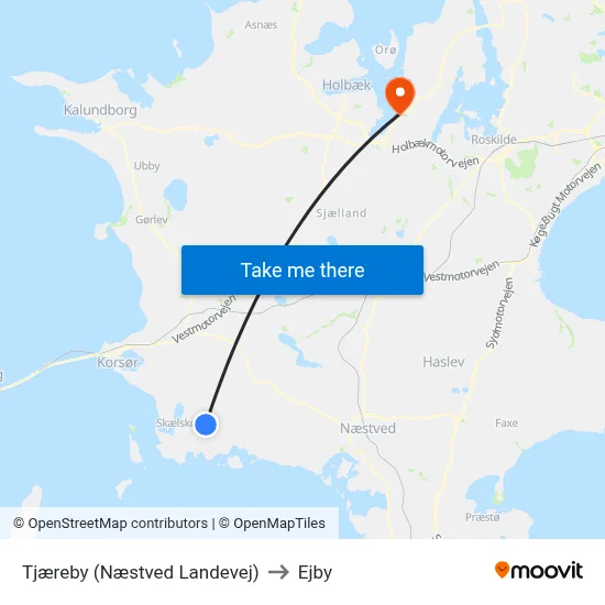 Tjæreby (Næstved Landevej) to Ejby map