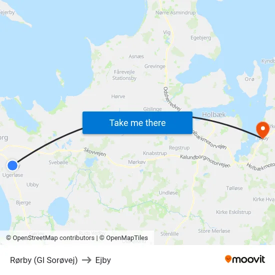 Rørby (Gl Sorøvej) to Ejby map
