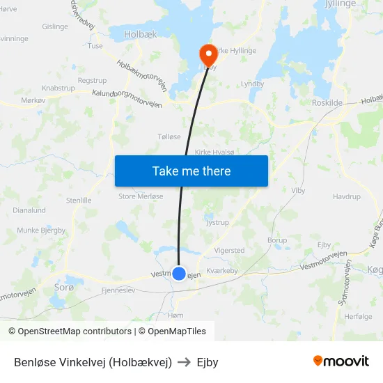 Benløse Vinkelvej (Holbækvej) to Ejby map