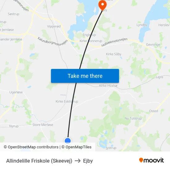 Allindelille Friskole (Skeevej) to Ejby map