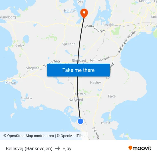 Bellisvej (Bankevejen) to Ejby map