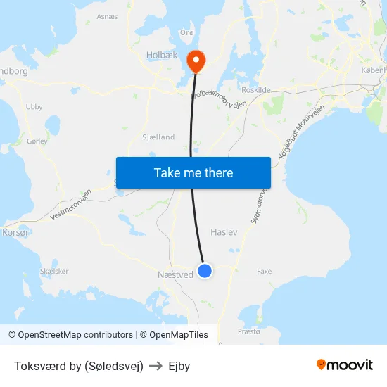 Toksværd by (Søledsvej) to Ejby map
