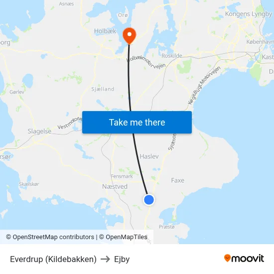Everdrup (Kildebakken) to Ejby map