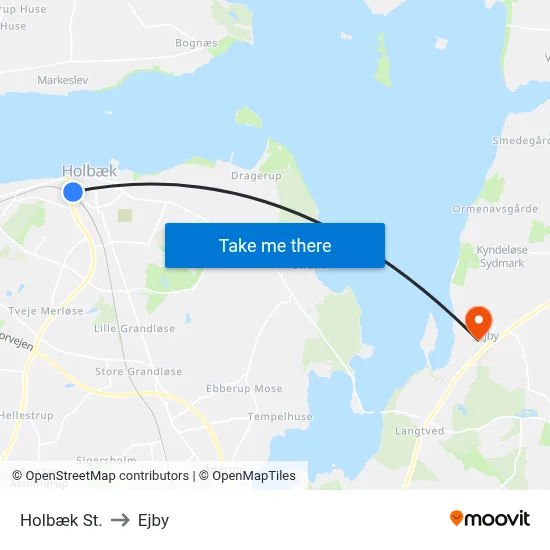 Holbæk St. to Ejby map
