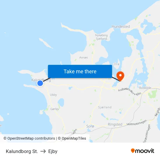 Kalundborg St. to Ejby map