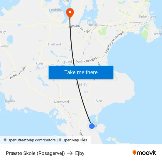 Præstø Skole (Rosagervej) to Ejby map
