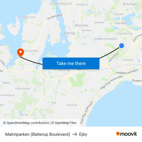 Malmparken (Ballerup Boulevard) to Ejby map