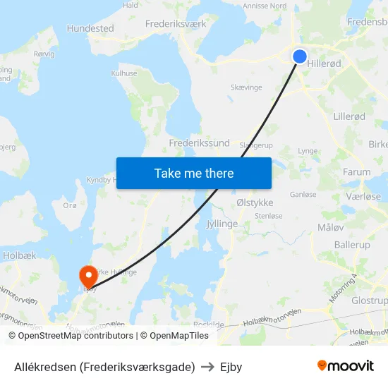 Allékredsen (Frederiksværksgade) to Ejby map