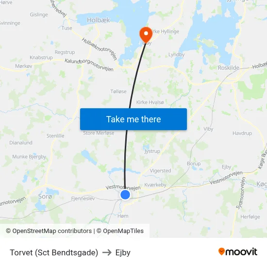 Torvet (Sct Bendtsgade) to Ejby map