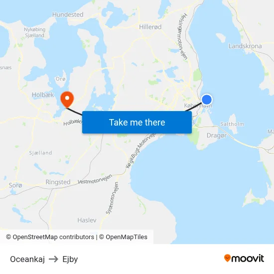 Oceankaj to Ejby map