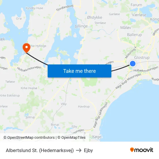 Albertslund St. (Hedemarksvej) to Ejby map