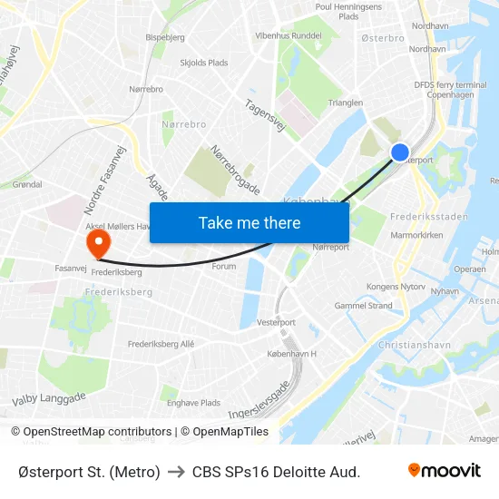 Østerport St. (Metro) to CBS SPs16 Deloitte Aud. map