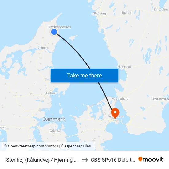 Stenhøj (Rålundvej / Hjørring Kommune) to CBS SPs16 Deloitte Aud. map