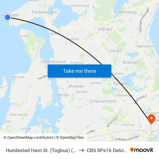 Hundested Havn St. (Togbus) (Havnegade) to CBS SPs16 Deloitte Aud. map