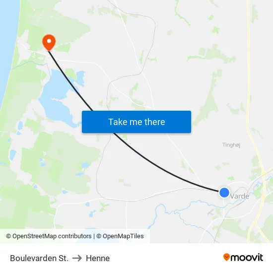 Boulevarden St. to Henne map