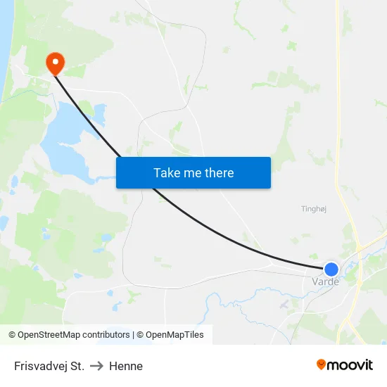 Frisvadvej St. to Henne map