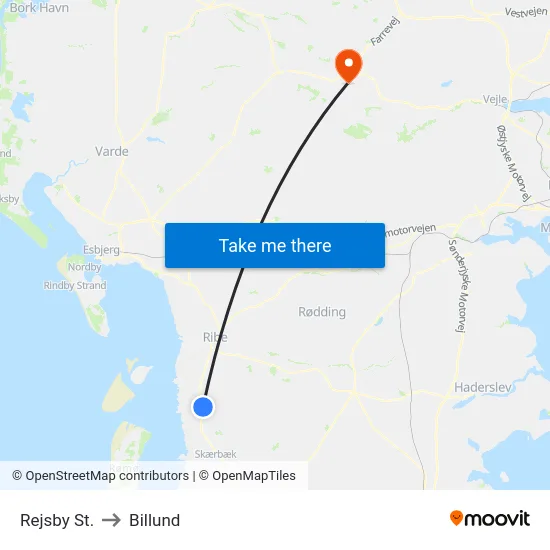 Rejsby St. to Billund map