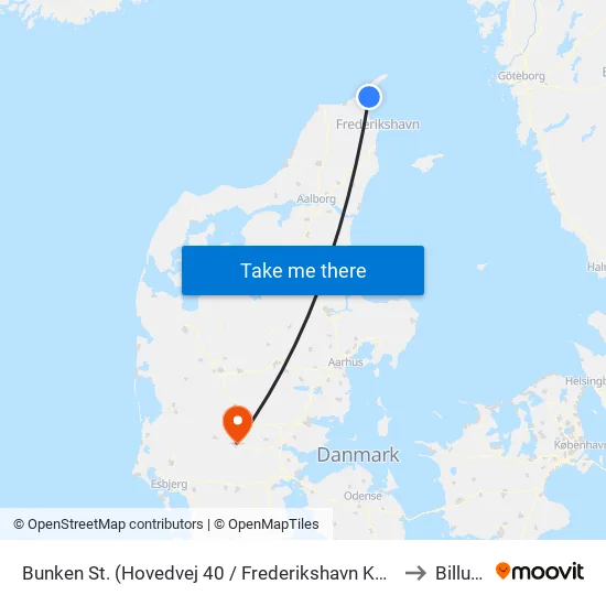 Bunken St. (Hovedvej 40 / Frederikshavn Komm.) to Billund map