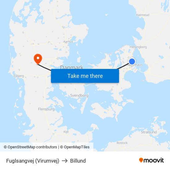 Fuglsangvej (Virumvej) to Billund map