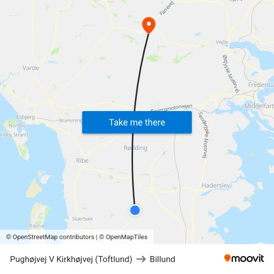 Pughøjvej V Kirkhøjvej (Toftlund) to Billund map