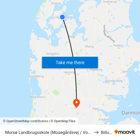 Morsø Landbrugsskole (Mosegårdsvej / Vodstrup) to Billund map