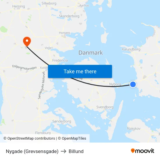 Nygade (Grevsensgade) to Billund map