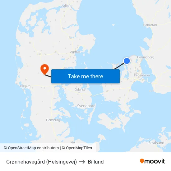 Grønnehavegård (Helsingevej) to Billund map