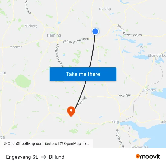 Engesvang St. to Billund map