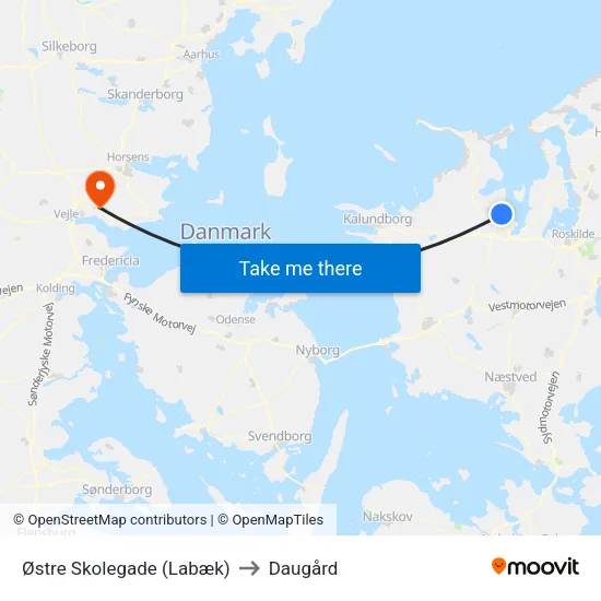 Østre Skolegade (Labæk) to Daugård map