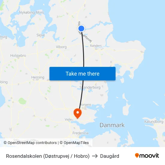 Rosendalskolen (Døstrupvej / Hobro) to Daugård map