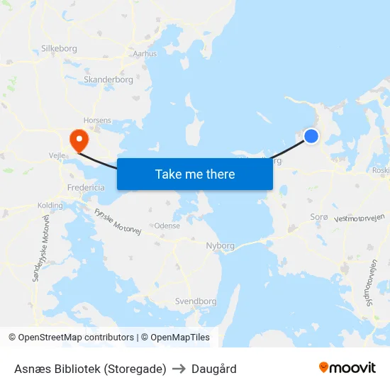 Asnæs Bibliotek (Storegade) to Daugård map