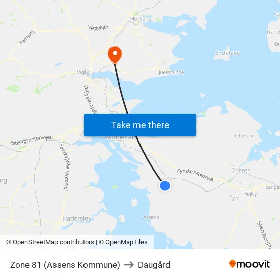Zone 81 (Assens Kommune) to Daugård map