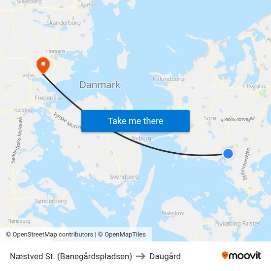 Næstved St. (Banegårdspladsen) to Daugård map