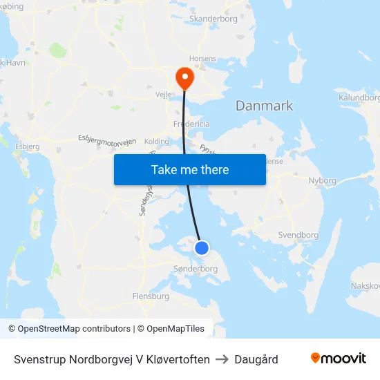 Svenstrup Nordborgvej V Kløvertoften to Daugård map
