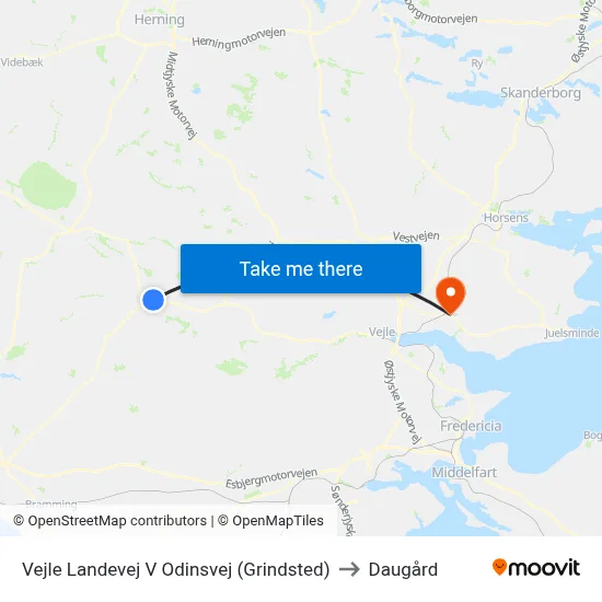 Vejle Landevej V Odinsvej (Grindsted) to Daugård map
