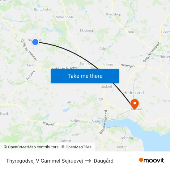Thyregodvej V Gammel Sejrupvej to Daugård map