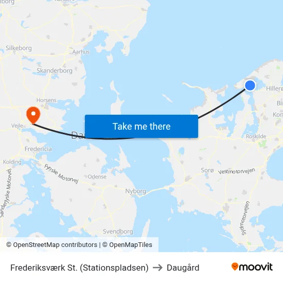 Frederiksværk St. (Stationspladsen) to Daugård map
