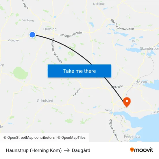 Haunstrup (Herning Kom) to Daugård map