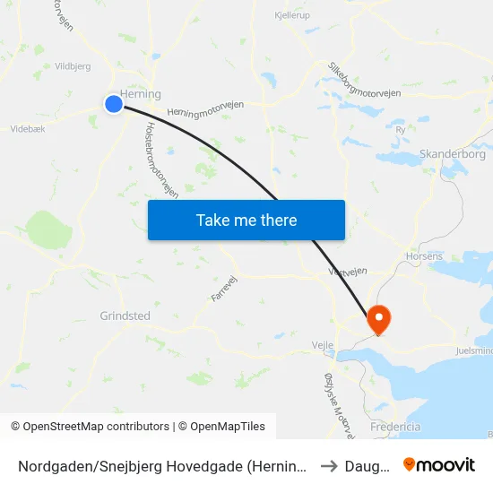 Nordgaden/Snejbjerg Hovedgade (Herning Kom) to Daugård map