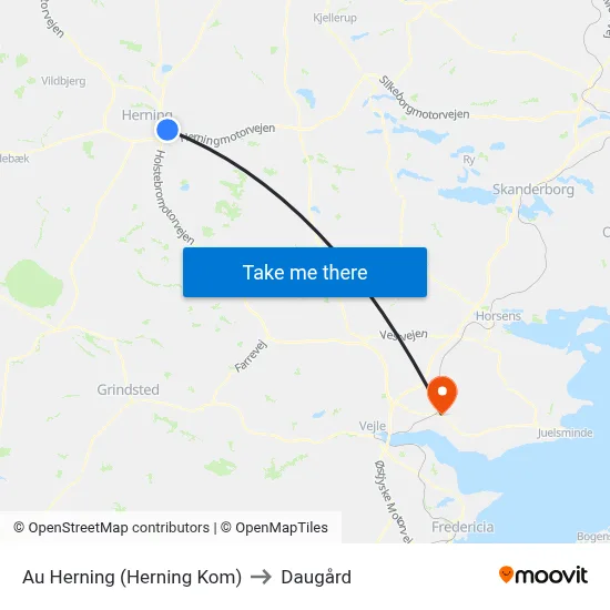 Au Herning (Herning Kom) to Daugård map