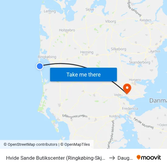 Hvide Sande Butikscenter (Ringkøbing-Skjern Kom) to Daugård map