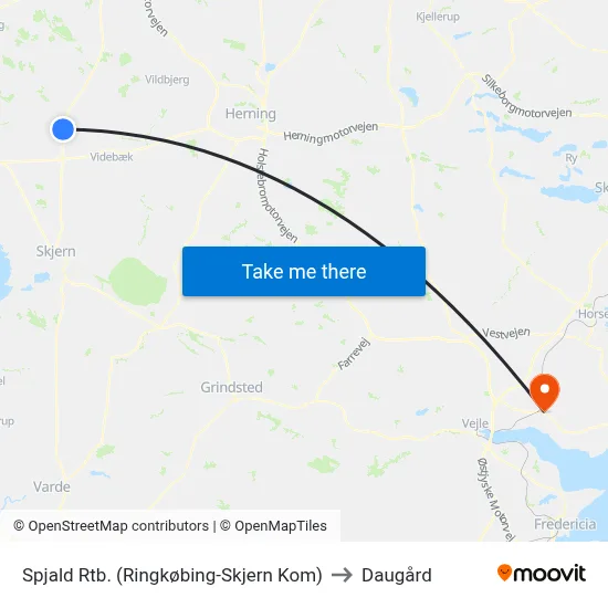 Spjald Rtb. (Ringkøbing-Skjern Kom) to Daugård map