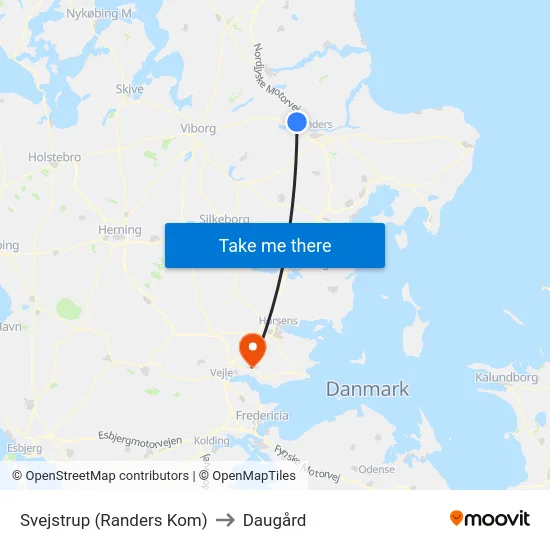 Svejstrup (Randers Kom) to Daugård map
