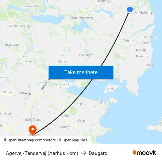 Agervej/Tandervej (Aarhus Kom) to Daugård map